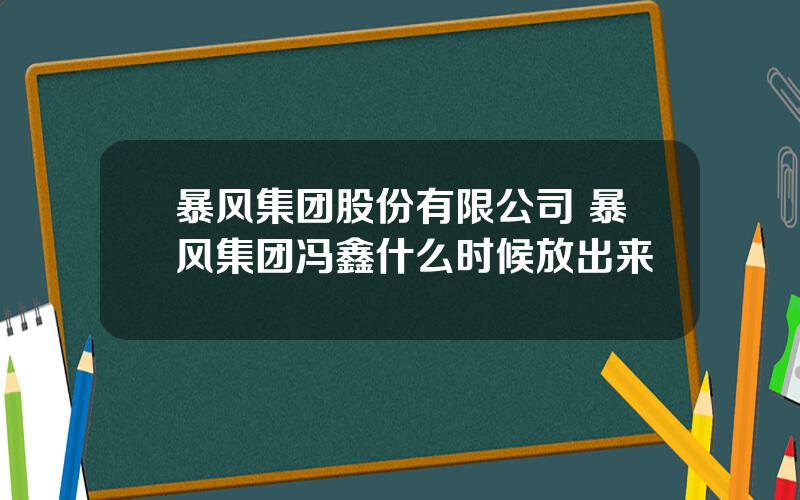 暴风集团股份有限公司 暴风集团冯鑫什么时候放出来